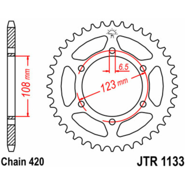 JT SPROCKETS Standard Stahlritzel hinten 1133 - 420 für Aprilia, Derbi, Daelim