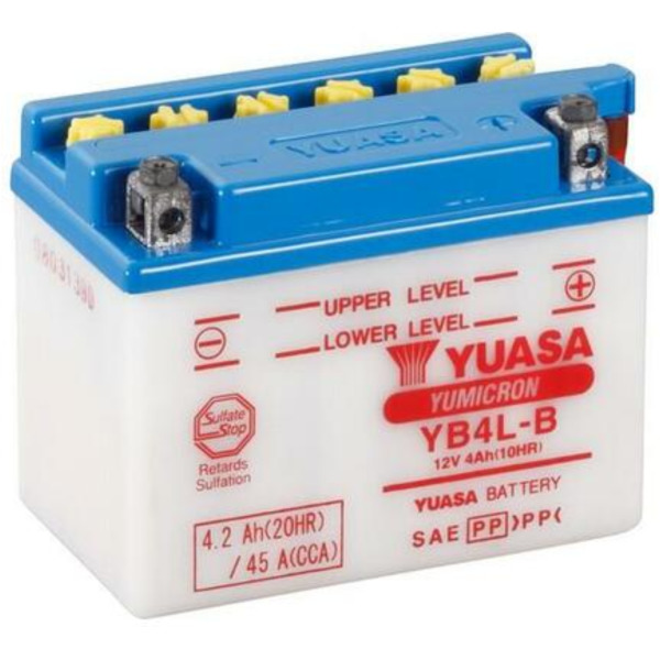YUASA Battery Conventional without Acid Pack - YB4L-B for Peugeot, Aprilia, Derbi