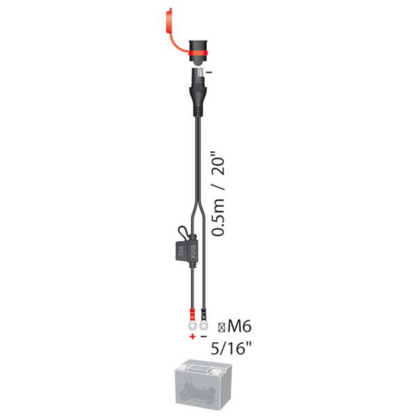 OPTIMATE Wasserdichtes Ösenkabel SAE-Stecker, M6, 5A max.
