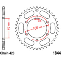 Rear sprocket 52 tooth pitch 428 JTR184452