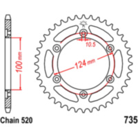 JT JTR735.40 Kettenrad INNEND 10...