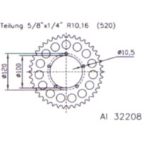 Kettenblatt Alu-Kettenrad 42Z Teilung 520 silber passend für Aprilia RSV4 Factory 1000 RK000 2009, 180 PS, 132 kw