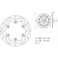 BREMBO Serie Oro Bremsscheibe starr - 68B40753 für Aprilia MOTO6.5, MX125, PEGASO125 passend für Aprilia Pegaso  650 ML000/ML010/ML002 1999, 49 PS, 36 kw (Rear)