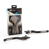 V-PARTS Hebel Standard 175mm CNC-gefräst schwarz/Aluminium-Verschraubungen mit Adaptern paarweise für: Aprilia/Piaggio für RSV4, TUONO1000V4