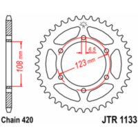 JT SPROCKETS Standard Stahlritzel hinten 1133 - 420 für Aprilia, Derbi, Daelim passend für Aprilia RS4 /Replica 50 TK000 2012, 5,4/2,7 PS, 4/2 kw