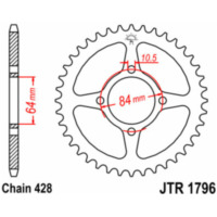 JT SPROCKETS Standard Stahlritzel hinten 1796 - 428 für Suzuki RV125VANVAN passend für Suzuki RV Van Van 125 WVBT1111 2003, 11,8 PS. 8,7 kw