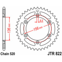 JT SPROCKETS Standard Stahlritzel hinten 822 - 520 für Husqvarna, Sherco, Beta JTR822.45 passend für Gas Gas EC  300 VTREC3000C 2002, 50 PS, 37 kw