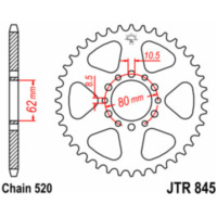 JT SPROCKETS Standard Stahlritzel hinten 845 - 520 für Yamaha RD250, SR250, XT250 JTR845.45 passend für Yamaha SR  250  1990, 
