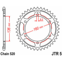 JT SPROCKETS Standard Stahlritzel hinten 5 - 520 für Aprilia, BMW, Beta JTR5.47 passend für Aprilia Pegaso  650 ML000/ML010/ML002 1999, 49 PS, 36 kw