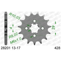 AFAM Standard Stahlritzel vorne 28201 - 428 für Suzuki GP125, GSX-R125, GSX-S125 passend für Suzuki RV Van Van 125 WVBT1111 2003, 11,8 PS. 8,7 kw