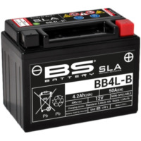 BS BATTERY SLA Wartungsfreie Batterie Werkseitig aktiviert - BB4L-B für Peugeot, Aprilia, Derbi passend für Aprilia RS4 /Replica 50 TK000 2012, 5,4/2,7 PS, 4/2 kw