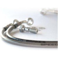 SPEEDBRAKES Aviation Brake Hose Stainless Steel/Silver Banjo für Aprilia PEGASO650 passend für Aprilia Pegaso Garda 650 RW000/RWA00/RWB00 2002, 49 PS, 36 kw