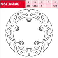 MST 376 RAC Bremsscheibe starr passend für Aprilia RSV4 Factory 1000 RK000 2009, 180 PS, 132 kw (hinten)