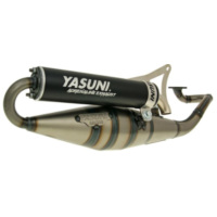 Schalldämpfer Auspuff Yasuni Scooter Z schwarz für Minarelli liegend YA901B passend für Aprilia Scarabeo  50 HS 1996, 3,1 PS, 2,3 kw